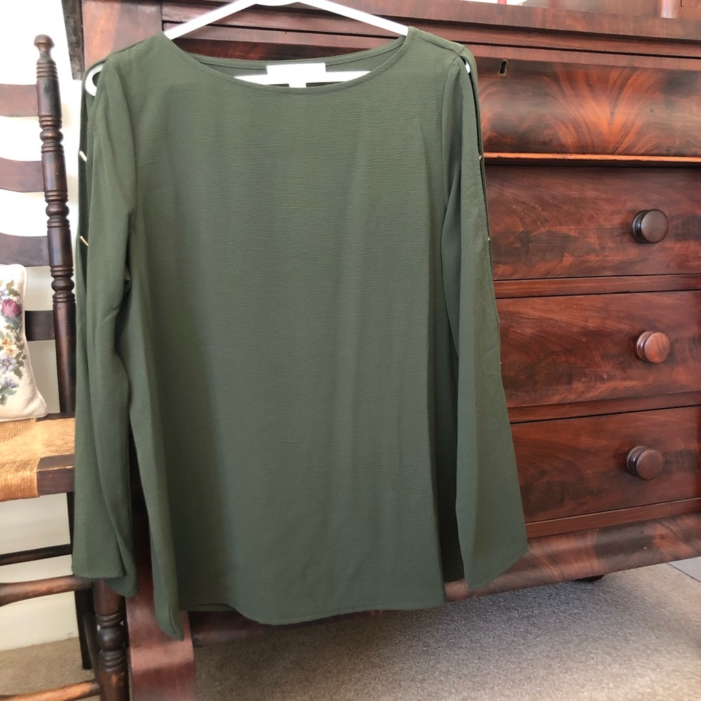 Michael kors olive green shirt, new with tags, size medium.